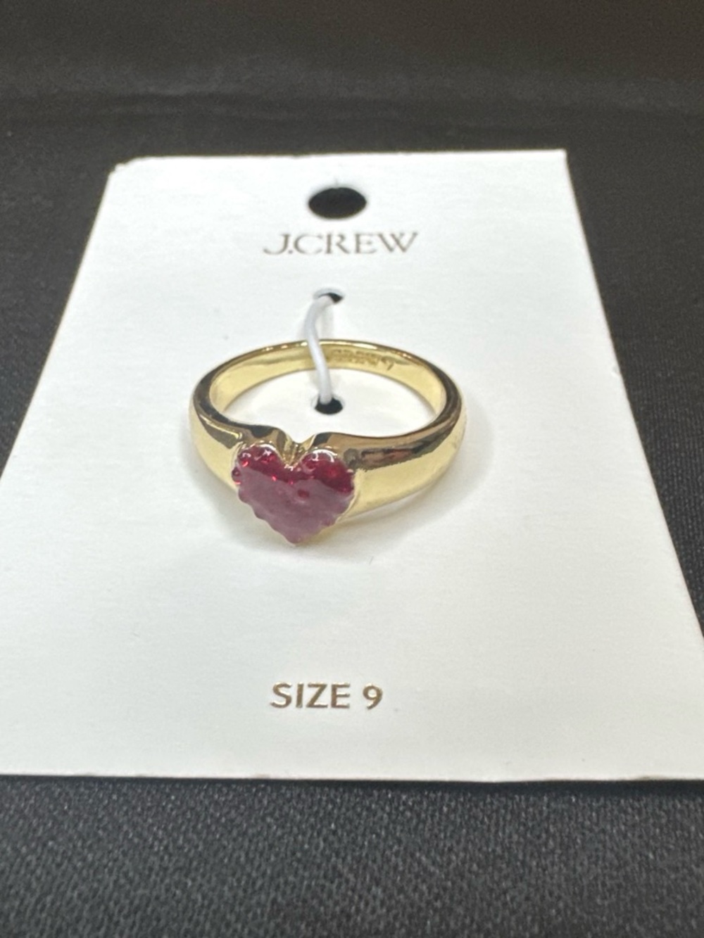 J. Crew Gold Ring with Pink Heart Accent